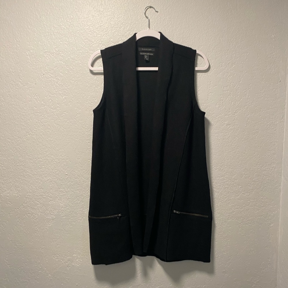 Tahari womens extrafine merino wool black sz S